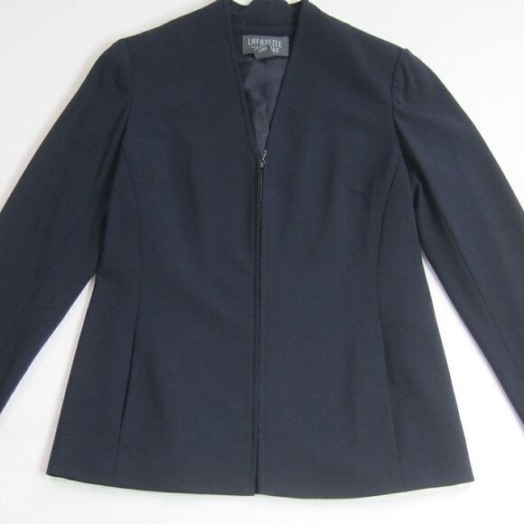 Lafayette 148 New York Jacket Blazer Zip Up Navy - Picture 1 of 7